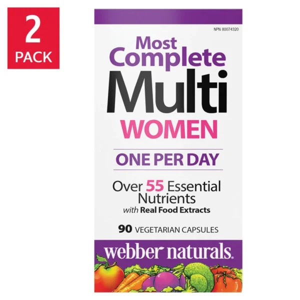 Webber Naturals Women’s Most Complete Multi 2×90 Vegetarian Capsules – Daily Multivitamin for Women’s Health