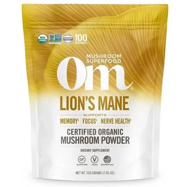 Om Mushroom Superfood – Lion’s Mane Organic Mushroom Powder, 30 Servings