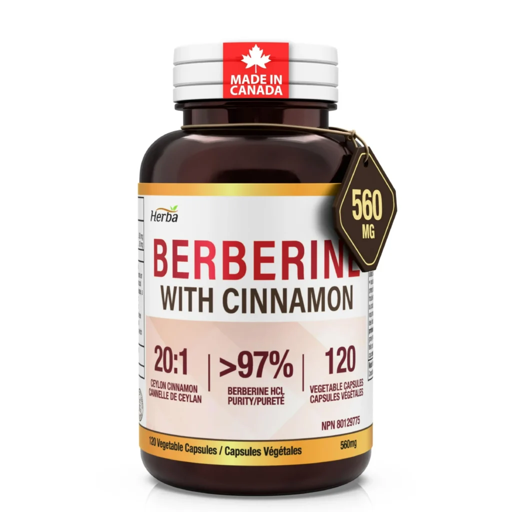Herba Berberine Supplement with Ceylon Cinnamon – 120 Capsules | Ultra Pure >97% | Made in Canada