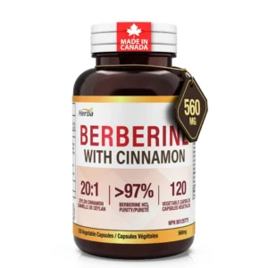 Herba Berberine Supplement with Ceylon Cinnamon – 120 Capsules | Ultra Pure >97% | Made in Canada