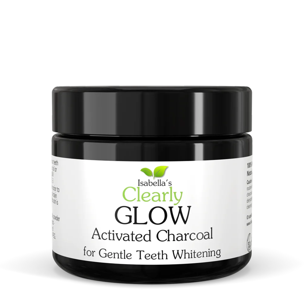 Clearly GLOW Activated Charcoal Powder for Teeth Whitening + Soft Bamboo Toothbrush + Copper Tongue Scraper (Oral Care Set)
